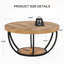Table basse ronde, table basse circulaire de 31,7 po pour le salon, table d'appoint moderne en bois à 2 niveaux avec tablettes ouvertes de rangement, grain de bois et noir-135238697