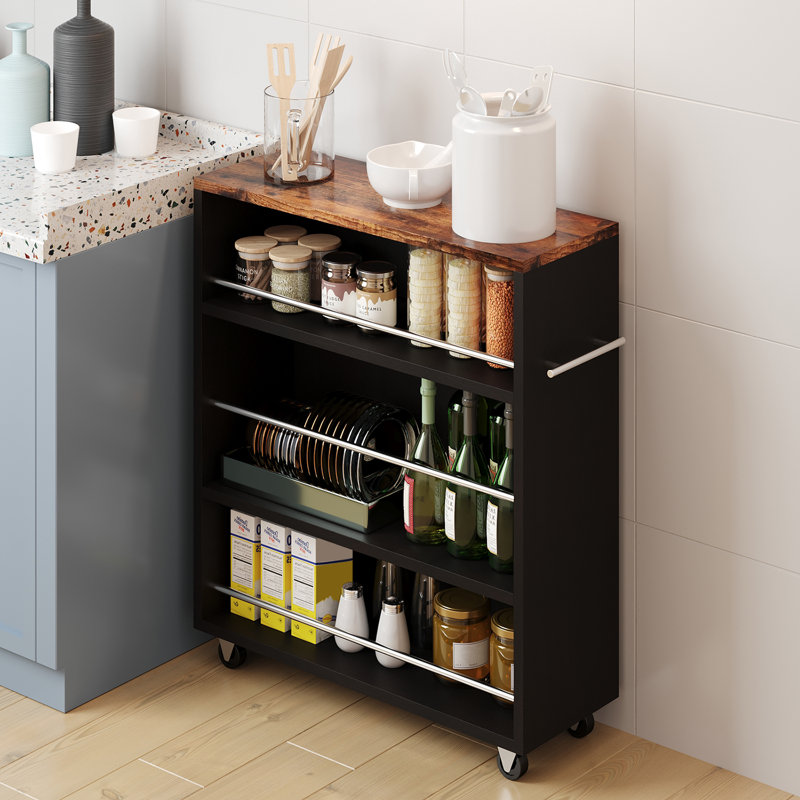 Movable Gap Cabinet, Narrow Storage Cabinet, Black