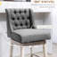 2 Counter Height Treasures, 180 Degree Swivel, 27" Seat Height, Solid Wood Footrest, Button , Grey 2 , Swivel Seat, High, With Footrest & Feature