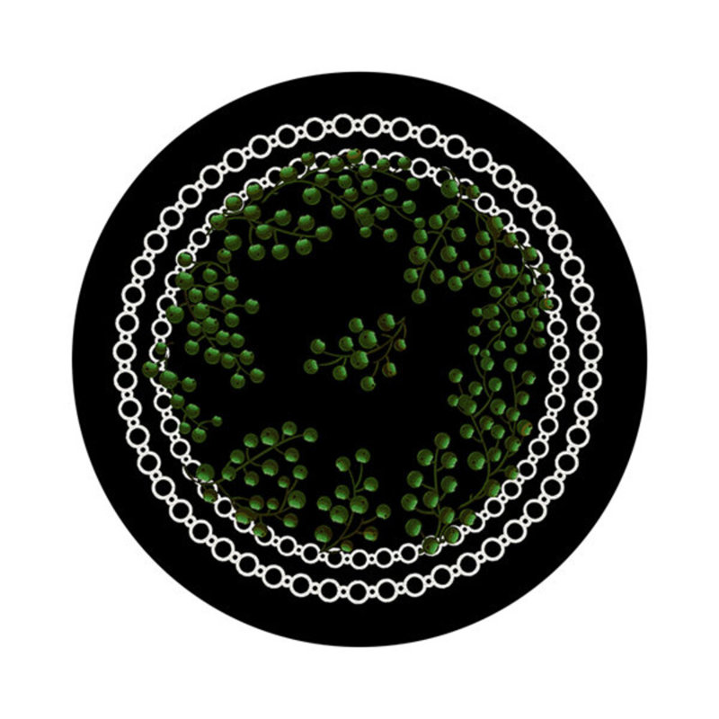 Christmas Berries Vegan Leather Round Pebble Placemat, Green Black