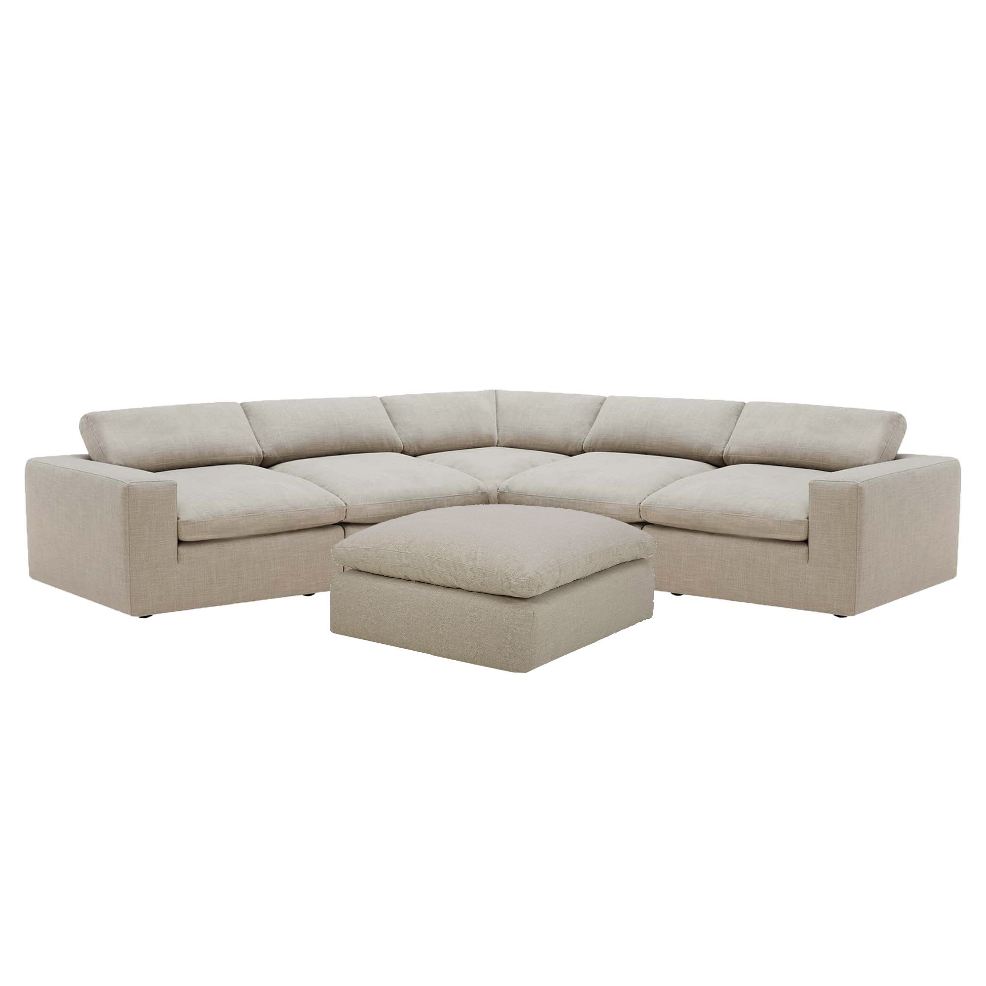Asher 6 - Piece Upholstered Modular Sectional, Beige Polyester