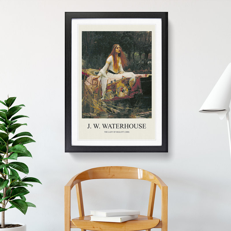 The Lady of Shalott by John William Waterhouse - Picture Frame Painting, 48cm H x 36cm W x 2cm D, Black Framed