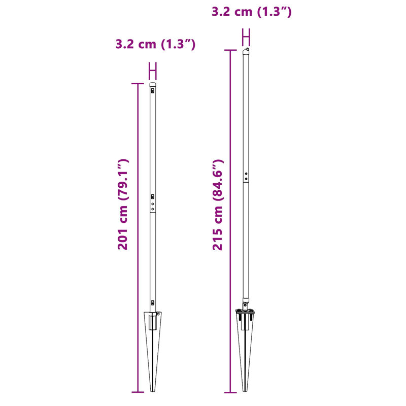 3.2cm H x 215cm W Steel Fencing Kits