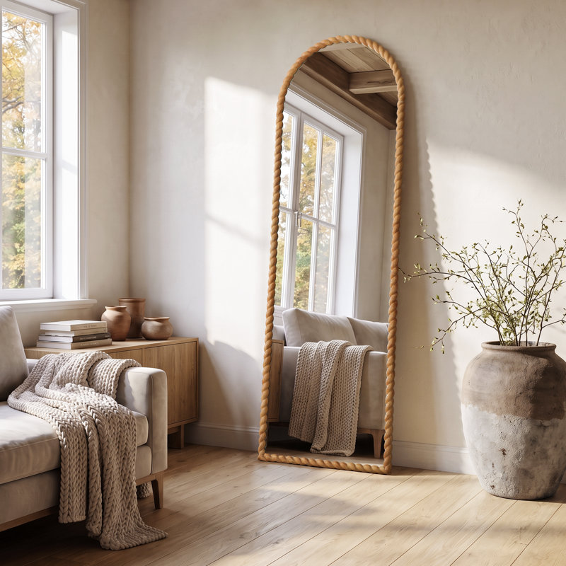 Miroir mural en bois sculpté, 71"x24", Arche