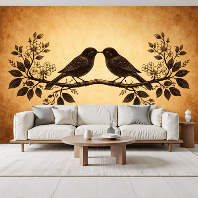 Papier peint adhésif peler et coller avec décorations florales de style rétro H 69 po x l 96 po, papier peint mural amovible en PVC pour chambre à coucher, bureau à domicile, bureau personnel