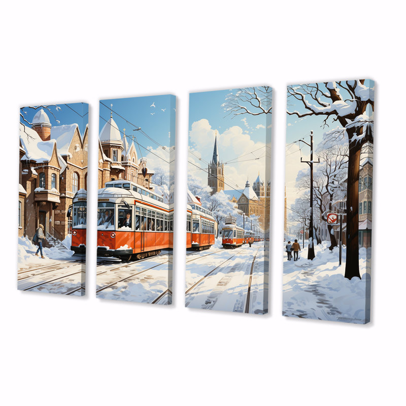 Toronto City In Winter II - Toronto, art mural 4 pièces, H 28 po x l 48 po