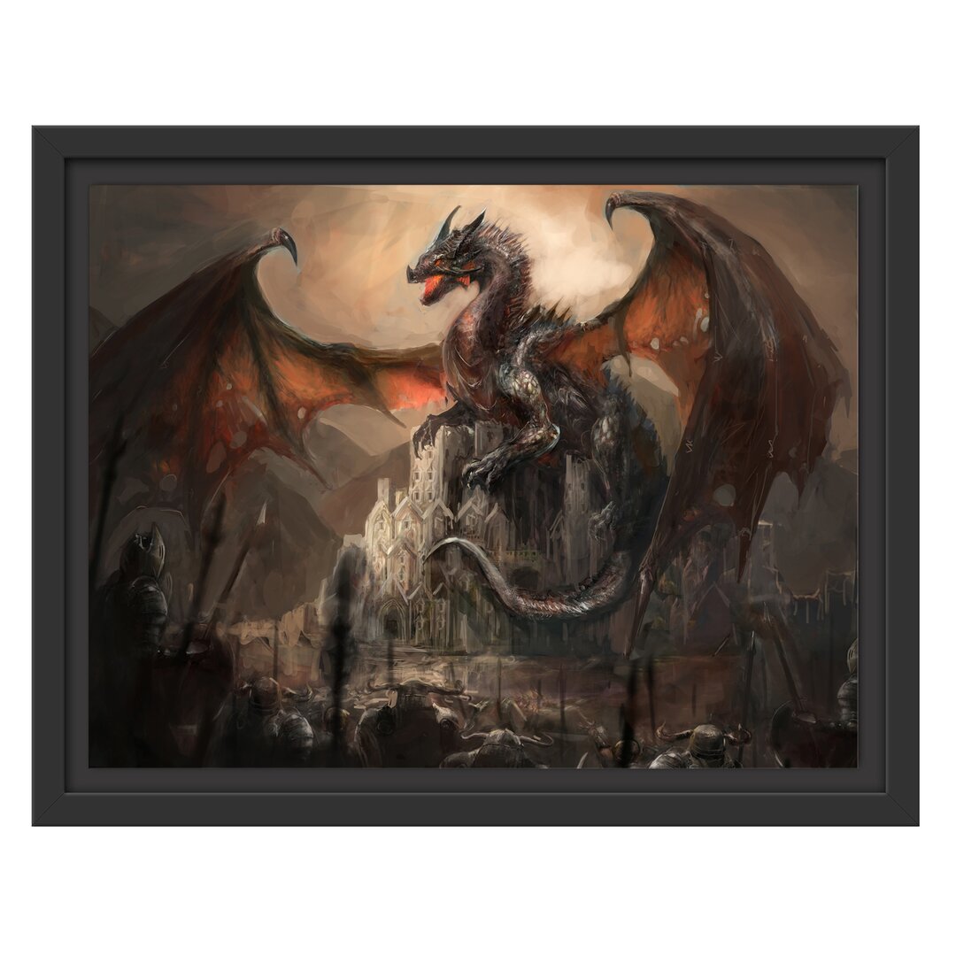 Gerahmtes Poster Dragon Guarding Castle