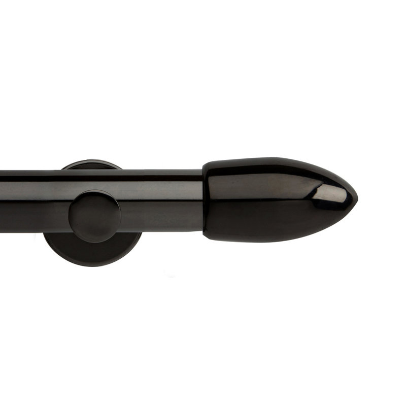Ashvika Antique Bronze 3.5cm Single Curtain Pole, Black Nickel,  3.50cm H x 120cm W x 3.50cm D