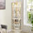 Lighted Glass Corner Display Cabinet With Adjustable Shelves And Built-In LED Lighting For Elegant Home Showcase.-122751238