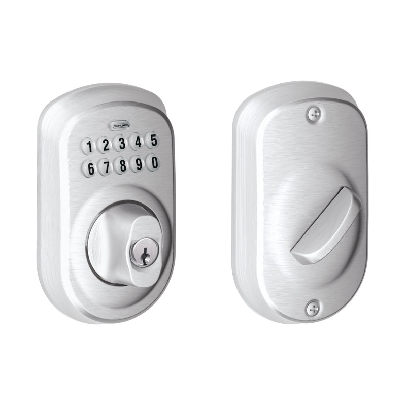 Schlage Keypad Deadbolt with Plymouth Trim, Satin Chrome