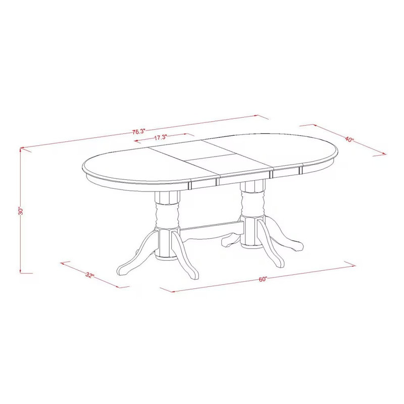 Ensemble de table de salle à manger 5 pièces pour 4 personnes comprenant une table de cuisine ovale avec rallonge papillon et 4 chaises de salle à manger en chêne
