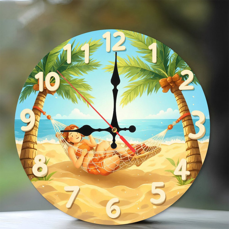 Décoration de plage hamac horloge murale vacances d'été cadeau de détente