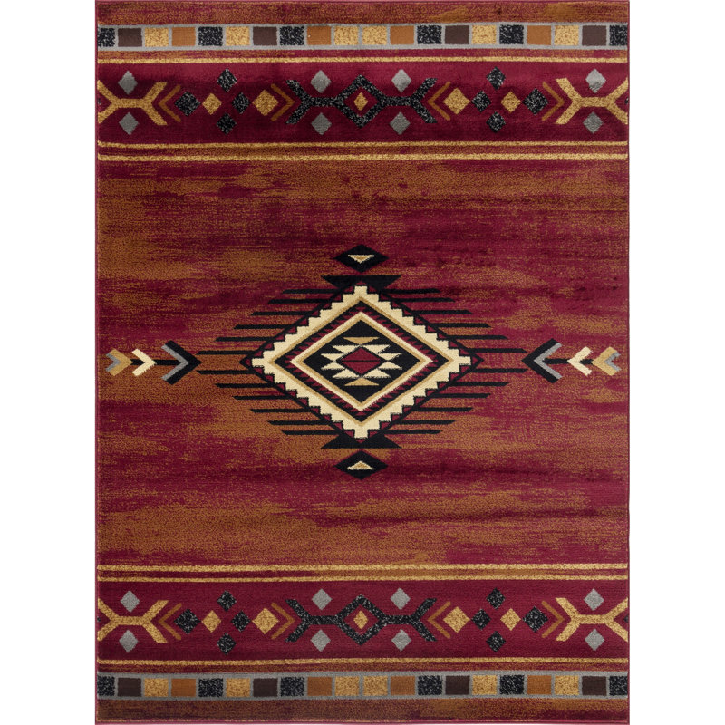7 Ft. 10 In. X 3 Area Rug - Red, Tribes Gcyls4002, Stain , , Polypropylene With Jute Backing For Stability Red Stain-, Polypropylene, & Pet-