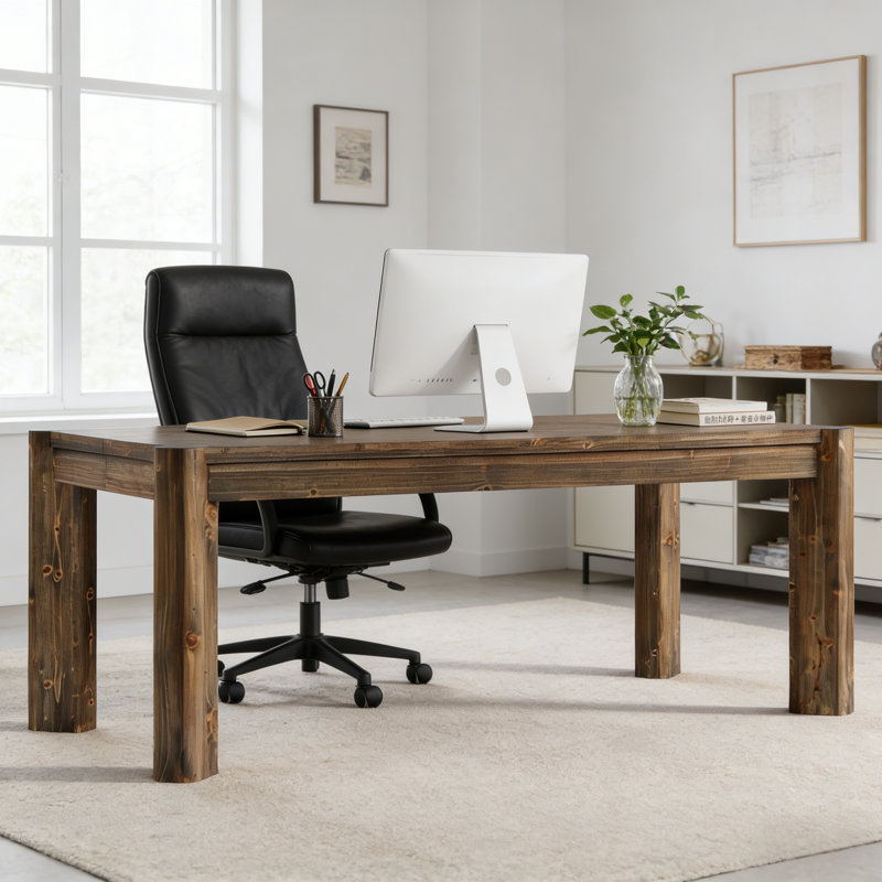 62.99" Solid Wood Rectangular Executive Desk