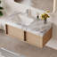 Meuble-lavabo flottant 36 po avec lavabo encastré, comptoir unique en faux marbre gris veiné, 2 tiroirs sans poignée, ensemble de drain complet inclus
