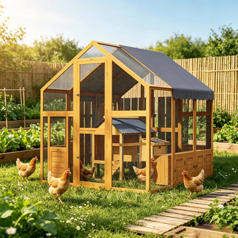 Poulailler pour l'extérieur, cage de jardin, huche pour animaux avec toit résistant aux intempéries