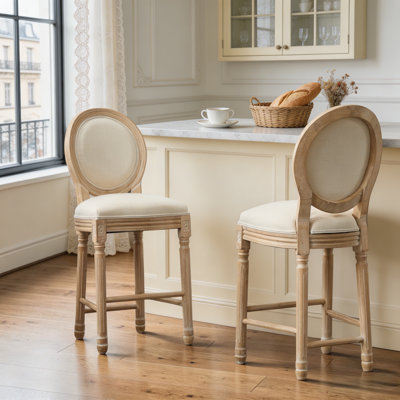 Tabourets de bar en bois massif Amando, tabourets de bar Classic French Country