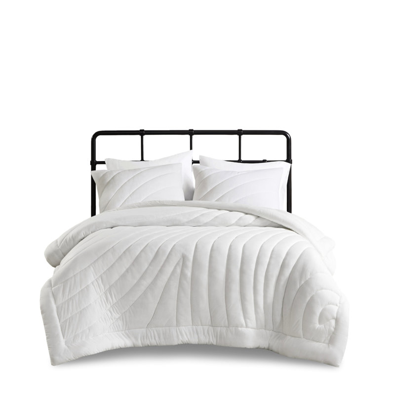 Ensemble d'édredon 3 pièces pour lit double / grand lit - blanc, bourre 350 g / m²