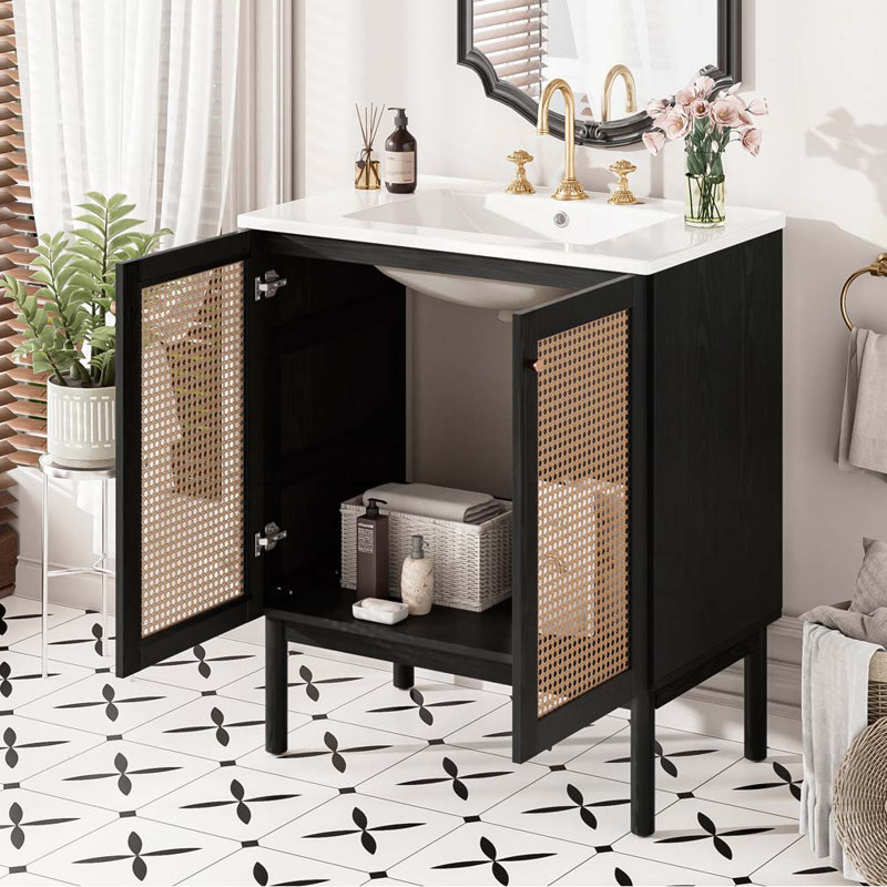 Bathroom Vanity with Ceramic Sink, Black