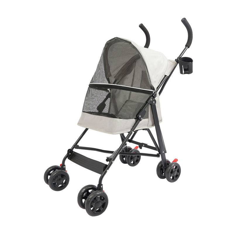 Poussette pliable pour animaux de compagnie pour petits et moyens chiens, Gris
