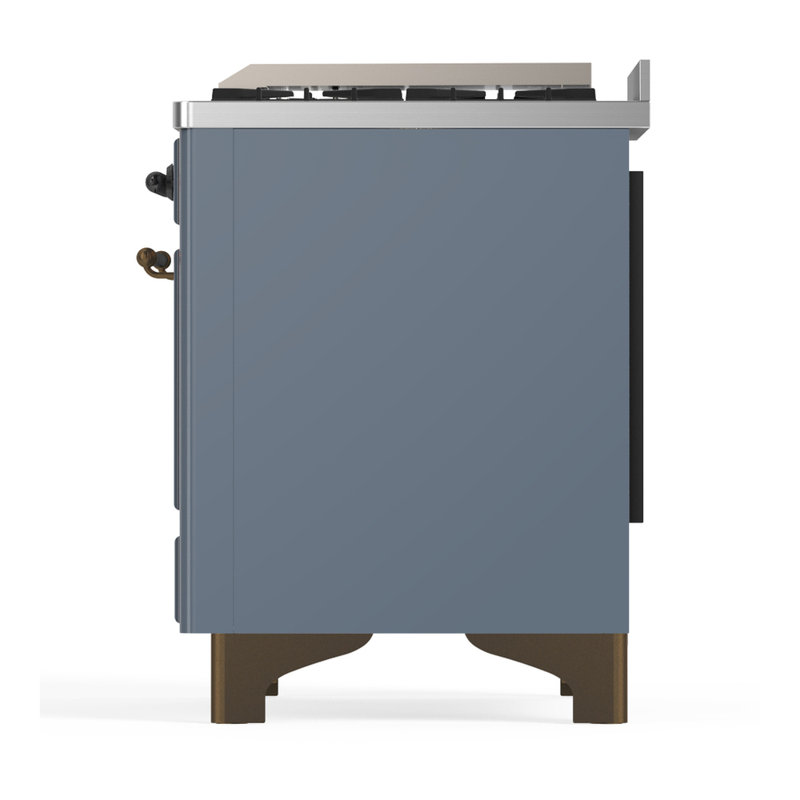 Majestic III Series 36 Inch Dual Fuel Range with 6 Sealed Burners, Griddle, in Glossy Black (Natural Gas, Brass Trim)
