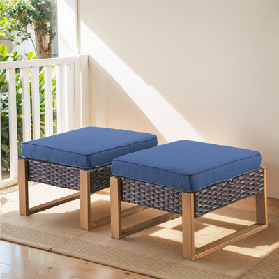 Allcot Polyethylene (PE) Wicker Outdoor Ottoman