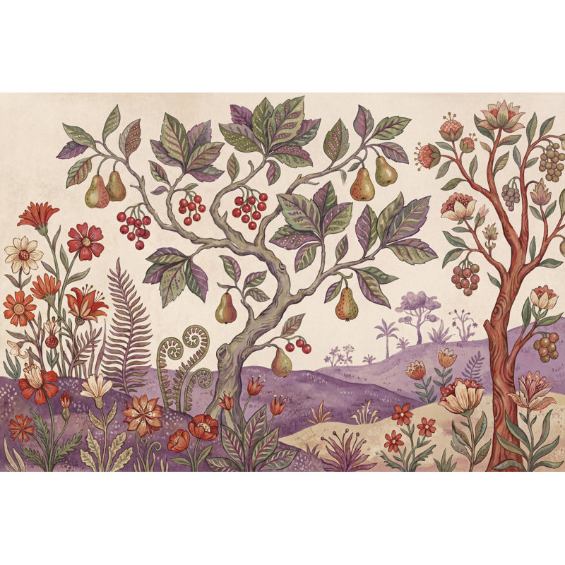 Papier peint blanc avec décoration murale rétro amovible botanique, 160 po x 108 po, Texturé non collé