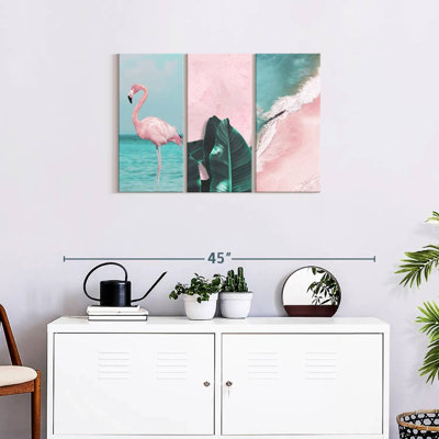 «Pink Paradise», ensemble de 3 reproductions sur toile 3 pièces