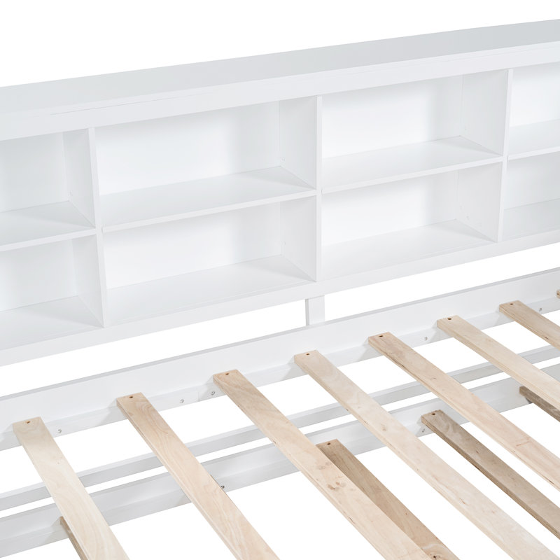 Lit de jour en bois avec lit gigogne simple, tablette de rangement et ports de chargement USB, design moderne fonctionnel