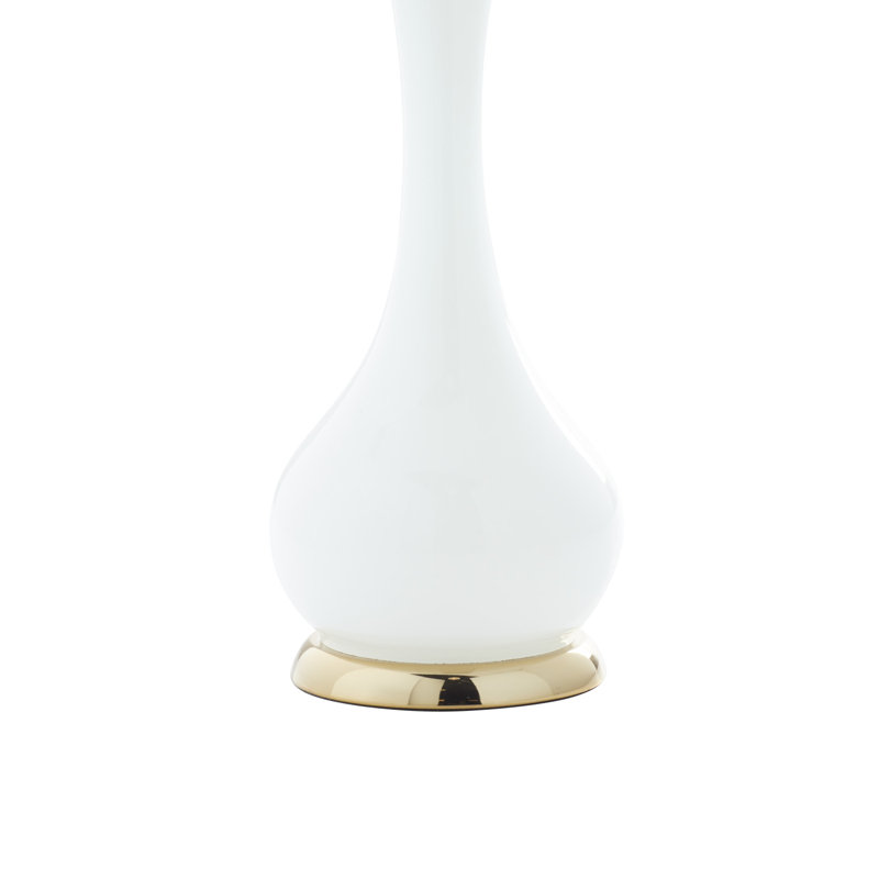 Calderone Metal White Table Lamp with Gold Accents Set