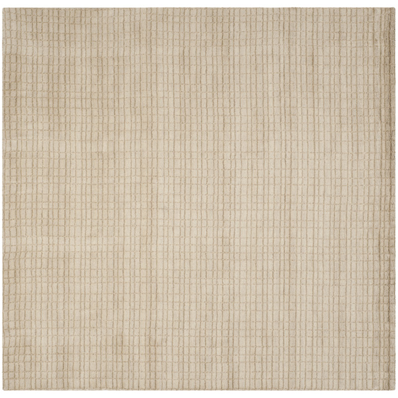 Moreau Hand Loomed Wool/Cotton Geometric Rug in Beige, Square 7'