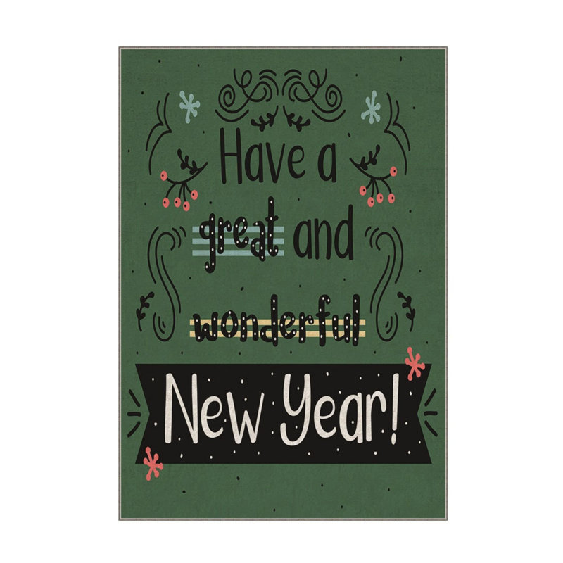 Tapis rectangulaire tissé à la machine en polyester vert, Rectangle 5 pi 11 po x 9 pi 2 po