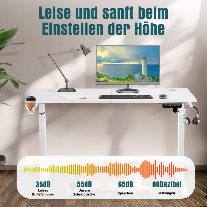 Siddiqi Commercial Use 60Cm W Height Adjustable T-Shaped Standing Desk, 60cm W x 140cm D