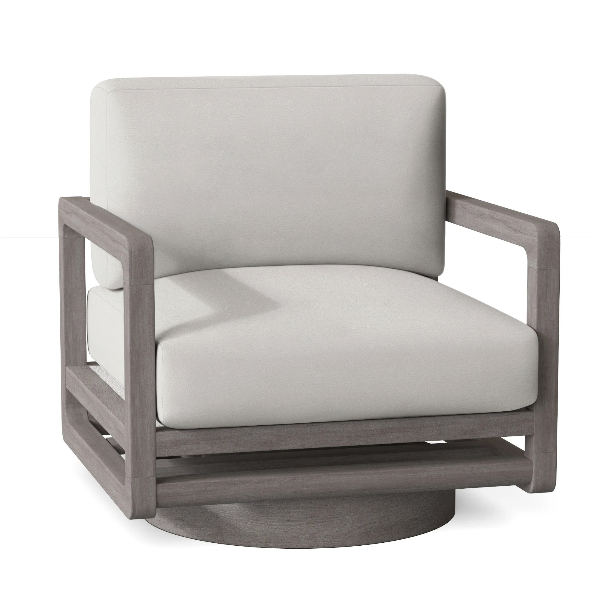 Tanah Teak Swivel Patio Chair with Cushions, Light Grey Vinyl 6503-010