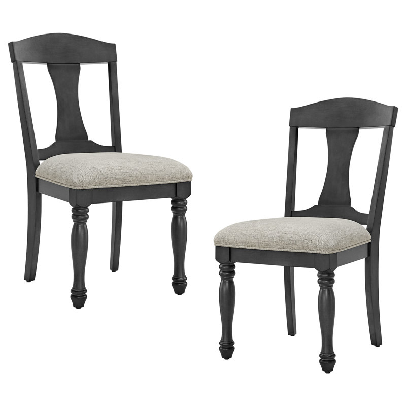 Ensemble de chaises de salle à manger 2 pièces, structure en bois d'hévéa massif, couleur chêne foncé, revêtement en polyester, compact pour la cuisine, assemblage facile