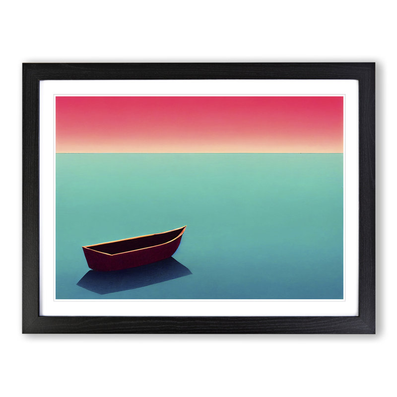 XH1022-6064X Modern Boat Vol.1 - Single Picture Frame Print, Black, 46cm H x 64cm W x 2cm D
