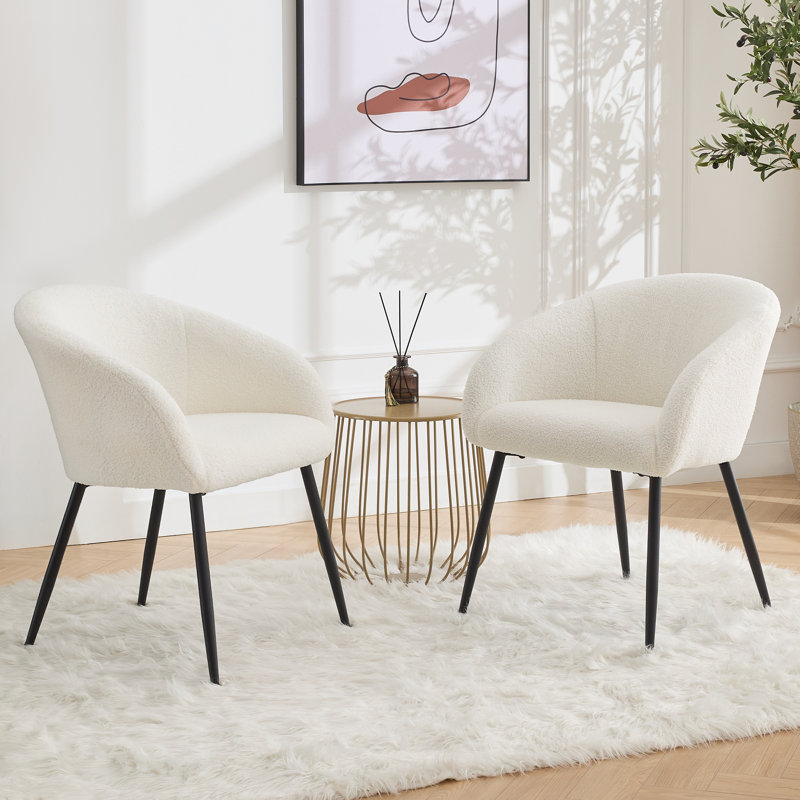 Joshpal Upholstered Accent Chair, Black, Ivory Boucle