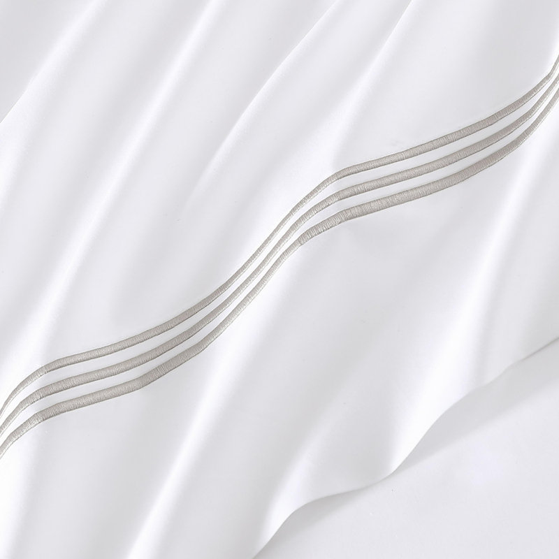 Triple Luxe Sateen Sheet Set , King Sheet Set, White/Nickel
