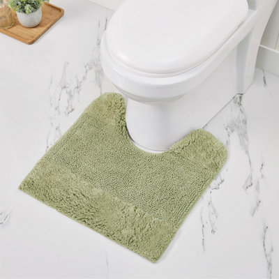 Tapis pour salle de bain 100% coton touffeté Granada, doux, absorbant et antidérapant, lavable à la machine, tapis de toilette de luxe uni en forme de U pour salle de bain, s'adapte autour de la base de toilette, 20 po x 20 po, sauge