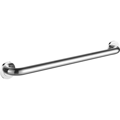 30" Wall-Mounted Round Grab Bar - Chrome, Premium Brass Construction, Installation Hardware Included