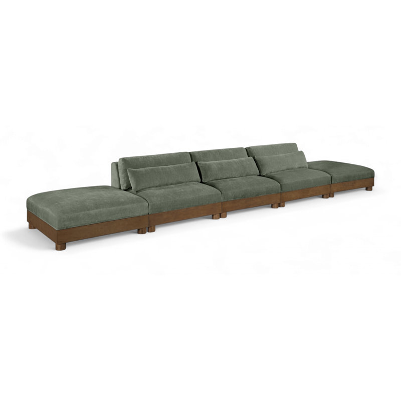 Canapé modulaire rembourré 5 pièces Turin, Brun, Vert