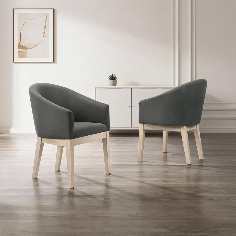 Ensemble de 2 chaises d'appoint contemporaines en tissu d'ameublement en tissu d'ameublement en tissu gris doux de 23 pouces de largeur