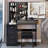 37-Inch Vanity Table Set With Sliding LED Mirror, AC/USB Sockets, Hair Dryer Stand, And Cushioned Stool-1451705573