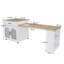 Îlot de cuisine extensible de 80 pouces avec table à manger, comptoir en grain de bois massif avec prise de courant, chariot de rangement mobile avec armoire et 2 tiroirs, table de préparation de cuisine