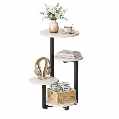 Table d'appoint ronde avec tablettes à 4 niveaux pour le salon et la chambre à coucher
