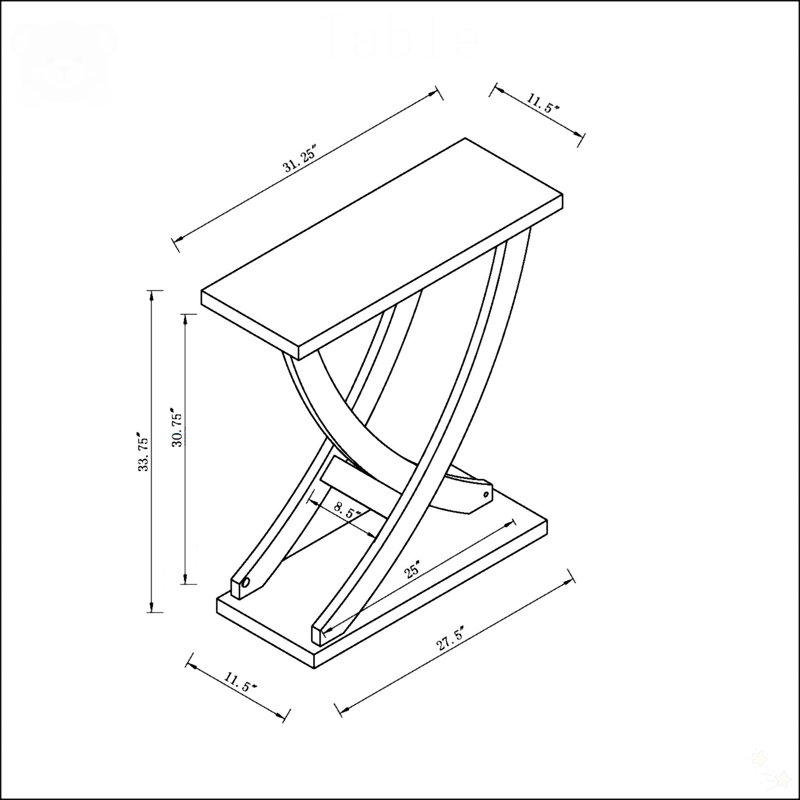 Modern Console Table With Curved Intersecting Legs And Spacious Top, Espresso