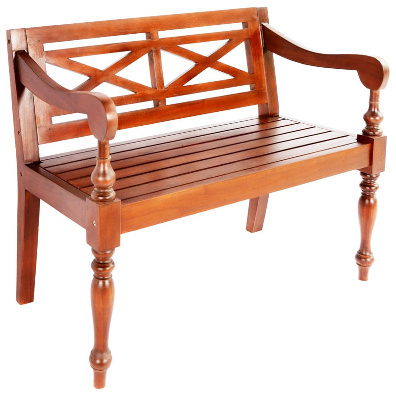 Dement Solid Wood Outdoor Bench, 82cm H x 98cm W x 50cm D, Dark Brown