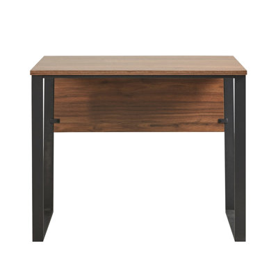 Bureau de travail: l 38 po x l 22 po x H 30 po, plateau café foncé et pieds en métal pour une utilisation quotidienne. Table d'ordinateur de 38 po: finition d'un espace fonctionnel