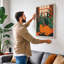 Cat Among Potted Plants Boho - Wrapped Canvas-418591332-418591338