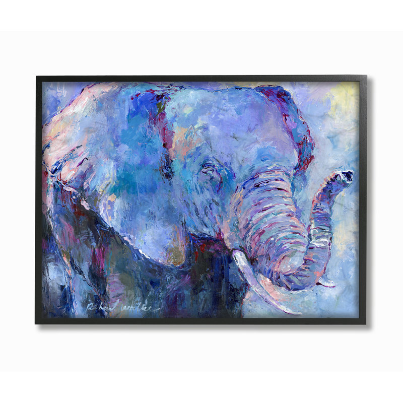 « brillante éléphant portrait », impression, H 16 po x l 20 po x P 1,5 po, Giclée encadrée noir minuit